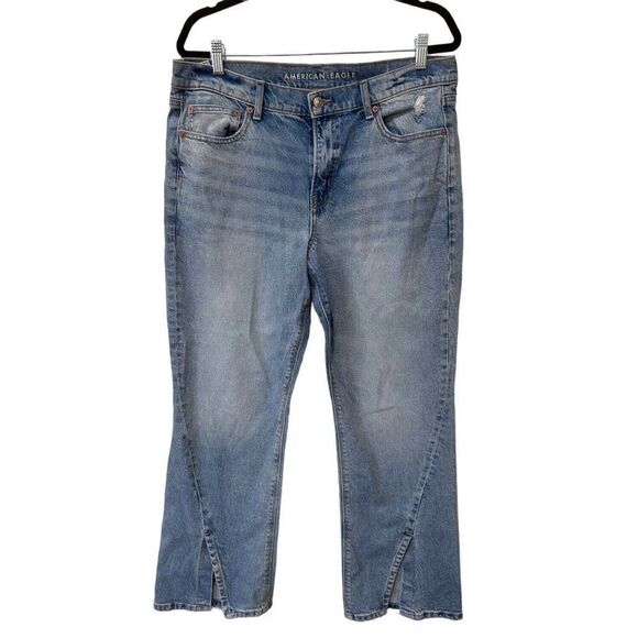 American Eagle Outfitters Y2K High Rise wide Bootcut Jeans Light Wash Size 14R - Picture 1 of 16